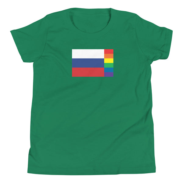 Russia LGBT Pride Flag Youth Short Sleeve T-Shirt