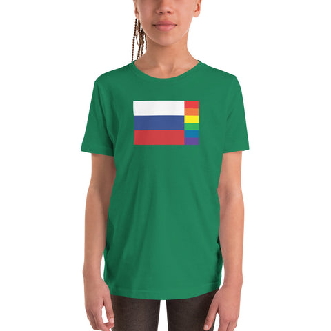 Russia LGBT Pride Flag Youth Short Sleeve T-Shirt