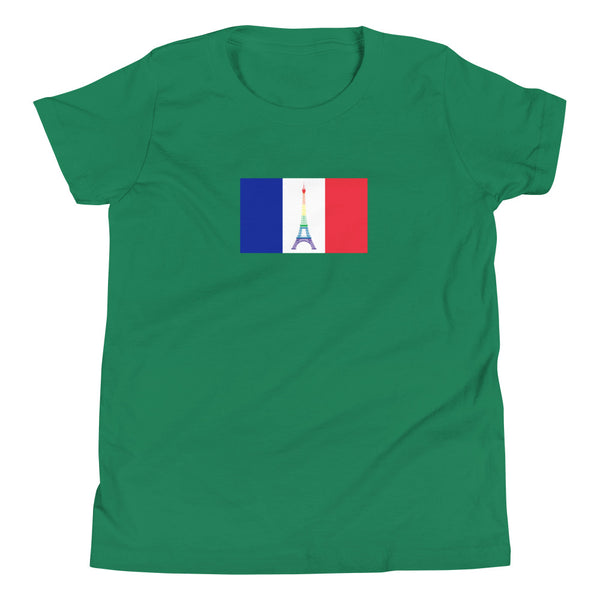 France LGBT Pride Flag Youth Short Sleeve T-Shirt