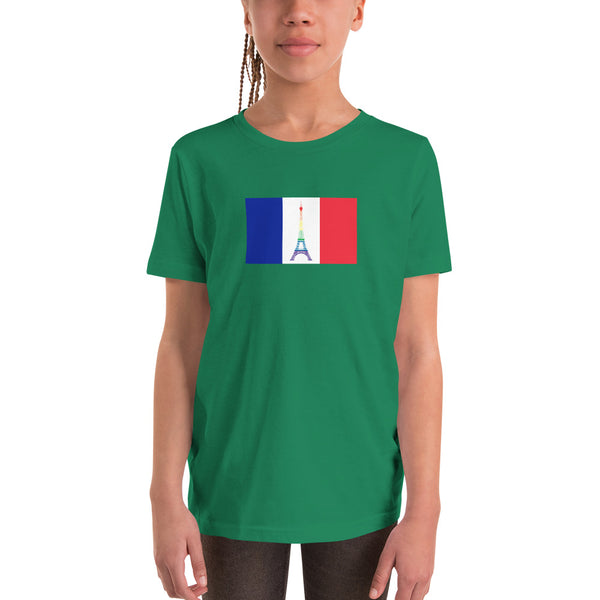 France LGBT Pride Flag Youth Short Sleeve T-Shirt