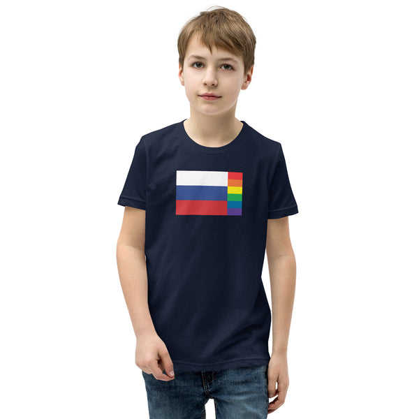 Russia LGBT Pride Flag Youth Short Sleeve T-Shirt