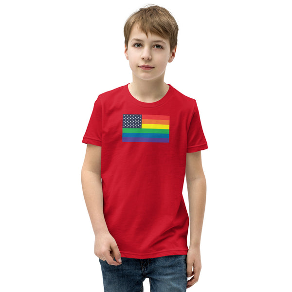 United States LGBT Pride Flag Youth Short Sleeve T-Shirt