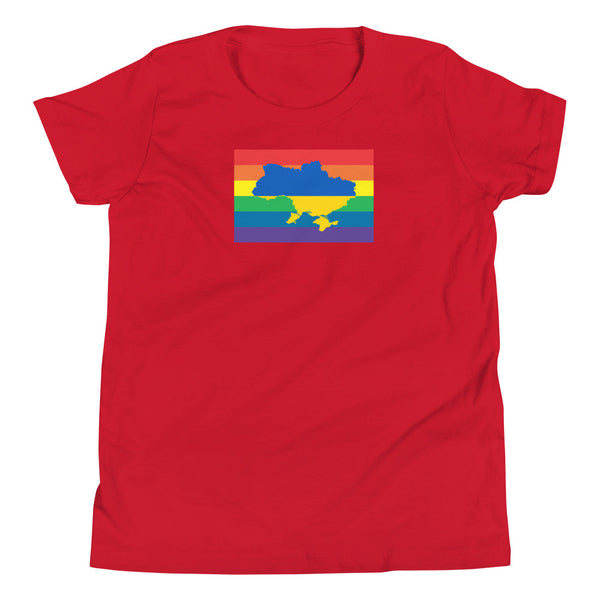 Ukraine LGBT Pride Flag Youth Short Sleeve T-Shirt