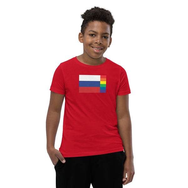 Russia LGBT Pride Flag Youth Short Sleeve T-Shirt