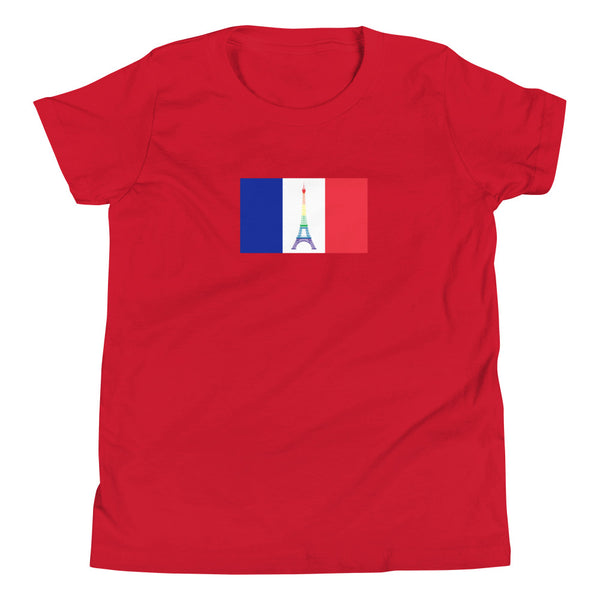 France LGBT Pride Flag Youth Short Sleeve T-Shirt