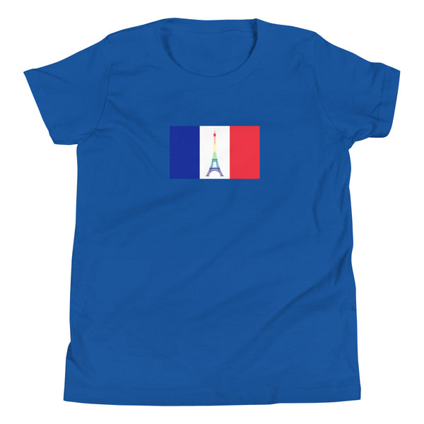France LGBT Pride Flag Youth Short Sleeve T-Shirt
