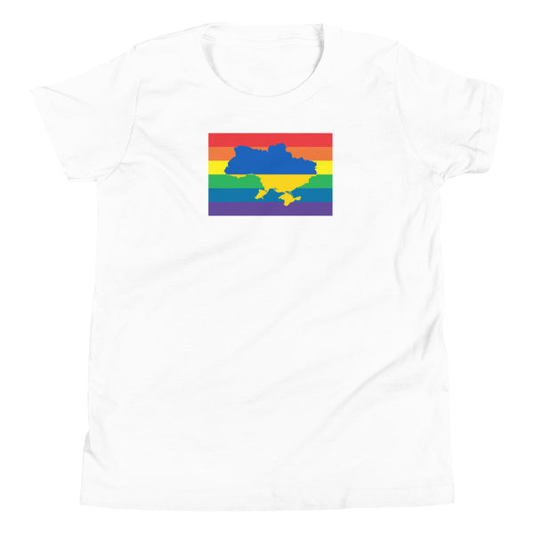 Ukraine LGBT Pride Flag Youth Short Sleeve T-Shirt