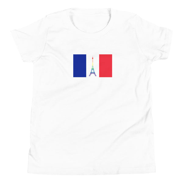 France LGBT Pride Flag Youth Short Sleeve T-Shirt